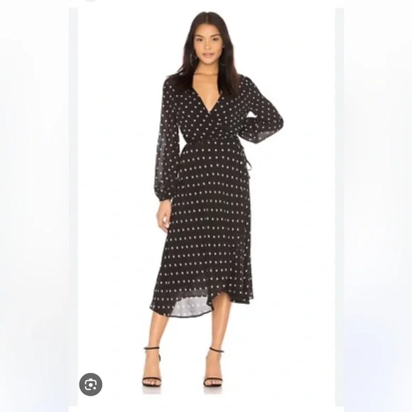 NWOT! Bardot Black Long Sleeve Polka Dot Dress, Size Medium - Picture 1 of 5
